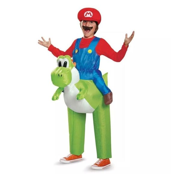 Disguise Kid's Super Mario Inflatables Mario Riding Yoshi Costume One Size - Picture 1 of 6
